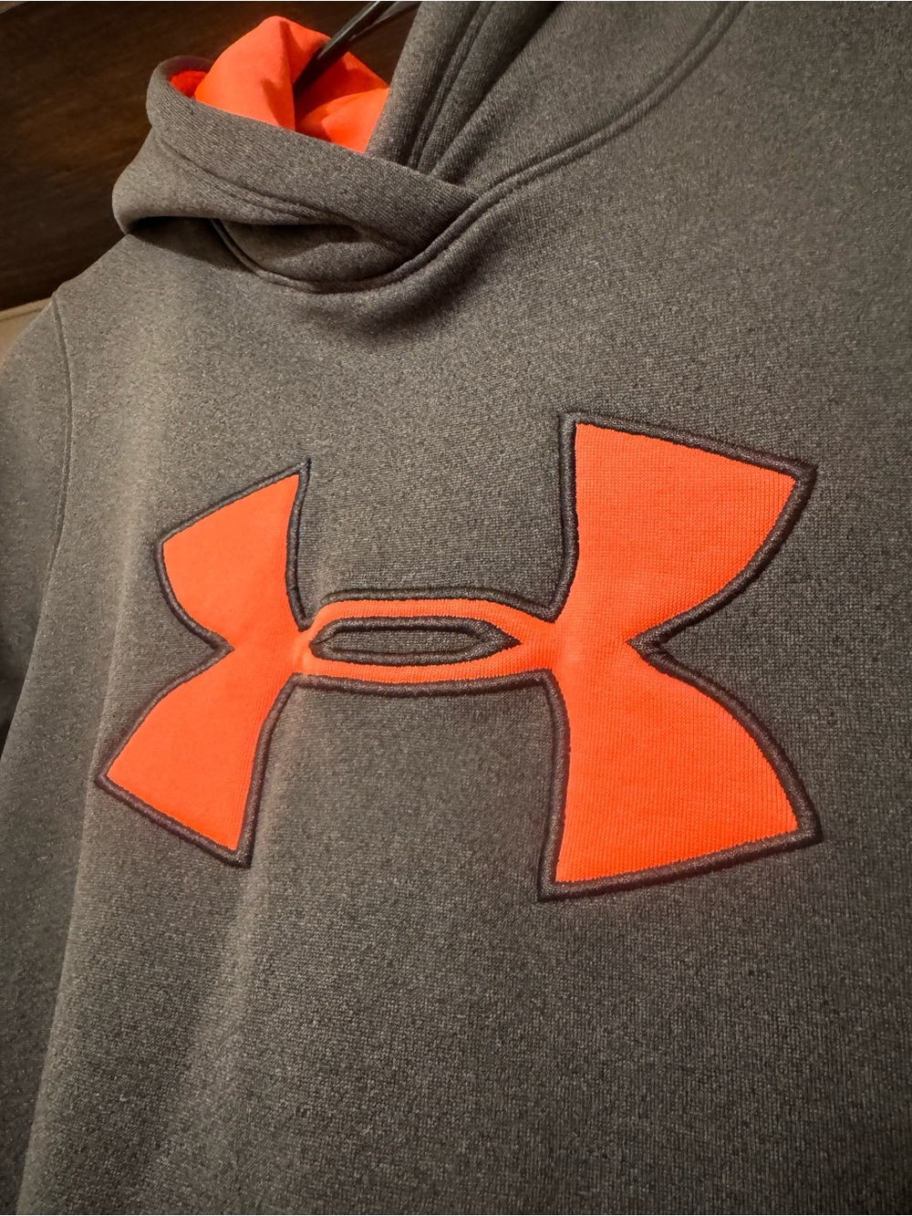 UNDER ARMOUR GIRL YL GREY CORAL HOODIE EUC